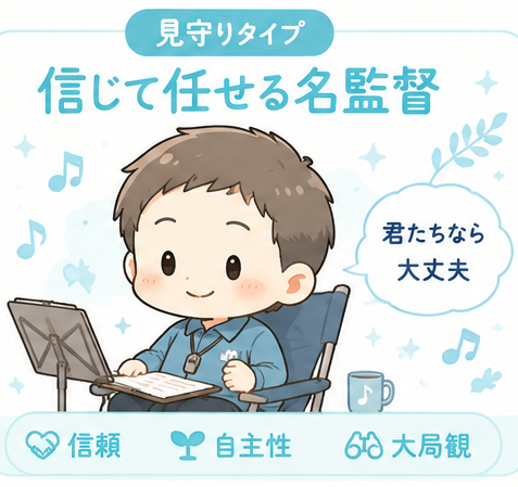 見守りタイプ 信じて任せる名監督 のイラストカード