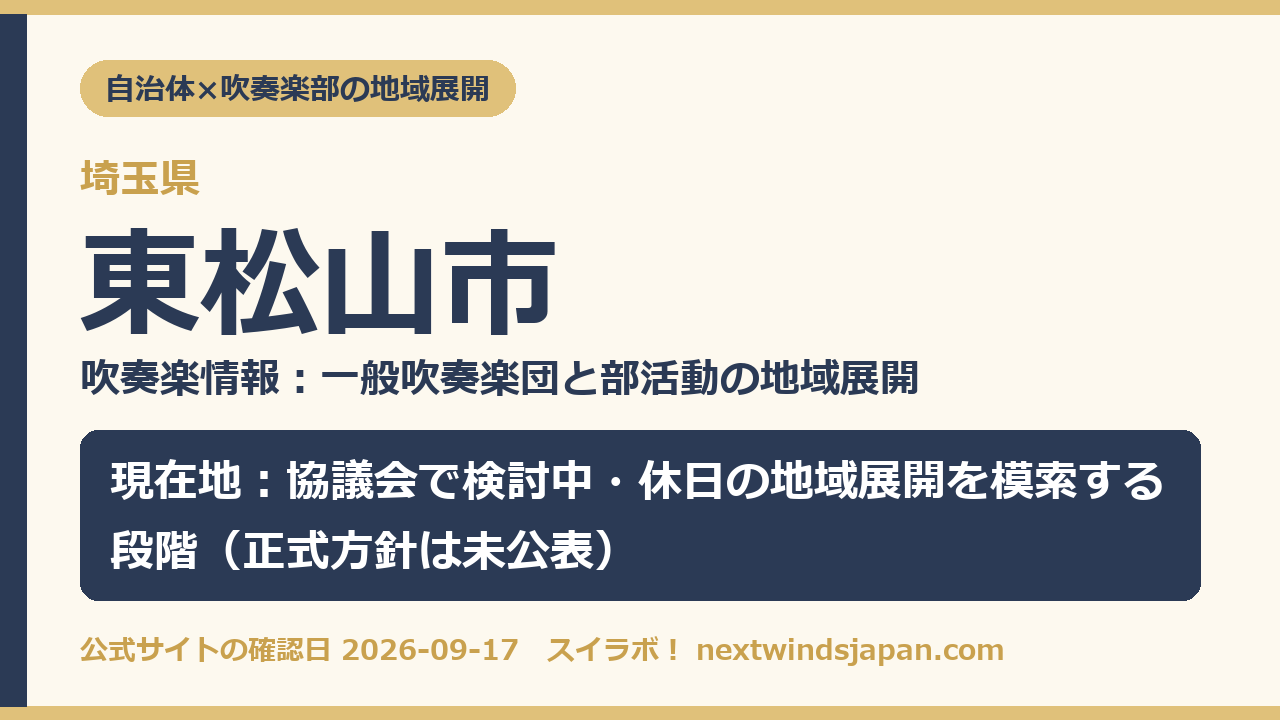 東松山市の部活動地域展開の現在地カード
