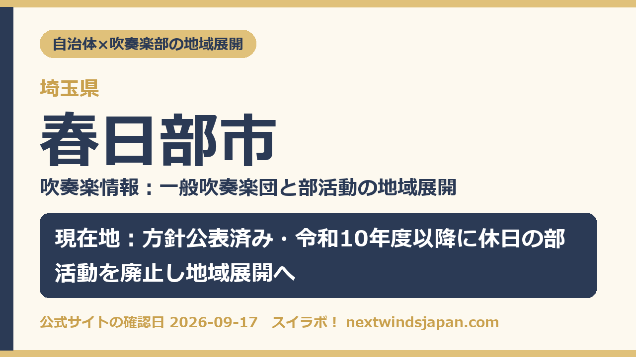 春日部市の部活動地域展開の現在地カード