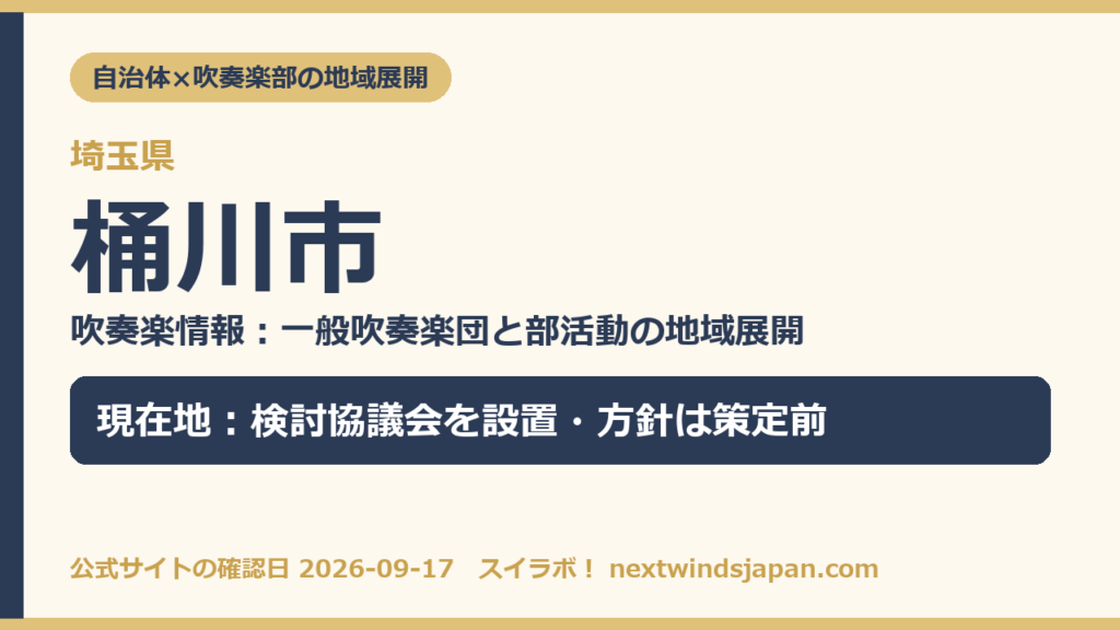 埼玉県桶川市の中学校部活動 地域展開の現在地カード（スイラボ編集部作成）