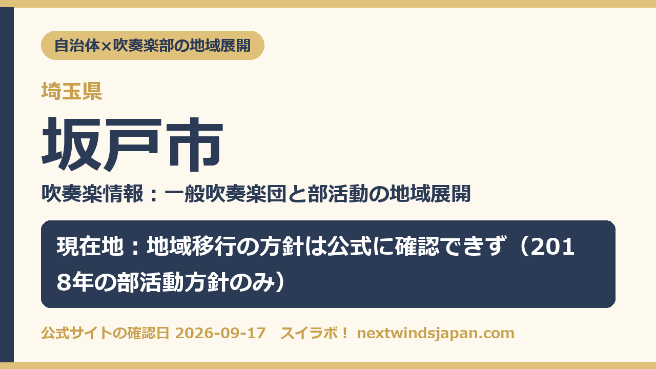 坂戸市の部活動地域展開の現在地カード