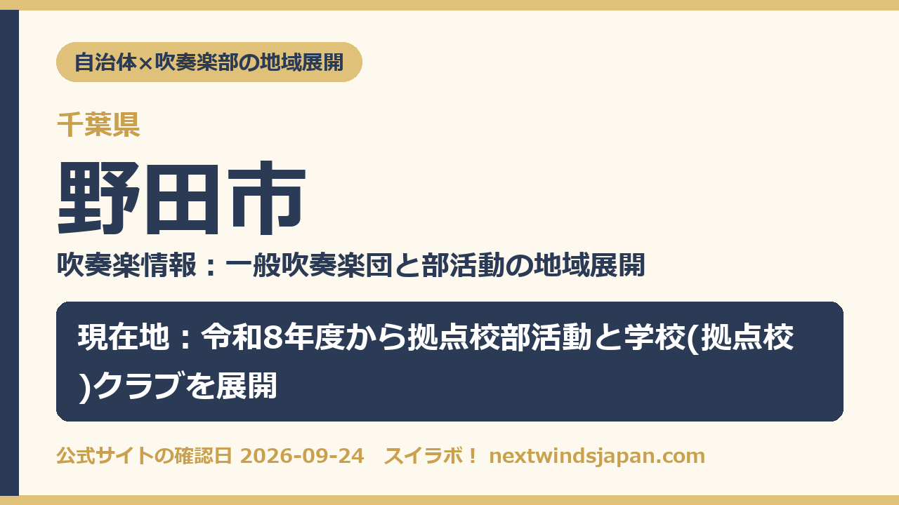野田市の部活動地域展開の現在地カード