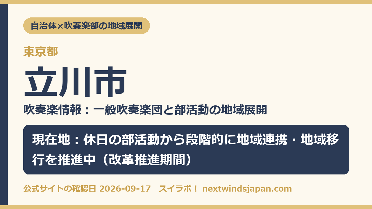 立川市の部活動地域展開の現在地カード