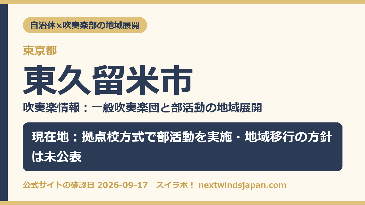 東久留米市の部活動地域展開の現在地カード