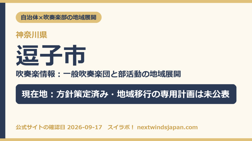 神奈川県逗子市の中学校部活動 地域展開の現在地カード（スイラボ編集部作成）