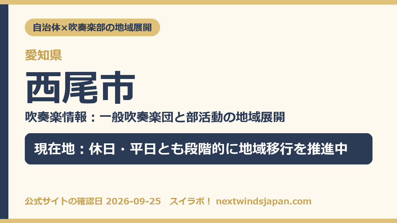 西尾市の部活動地域展開の現在地カード