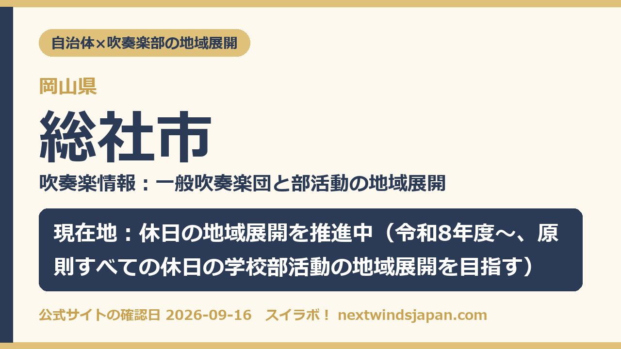 総社市の部活動地域展開の現在地カード