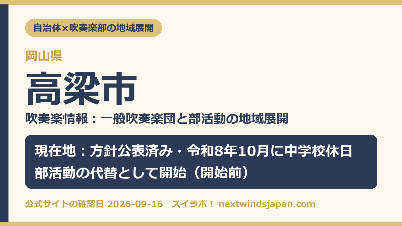 高梁市の部活動地域展開の現在地カード