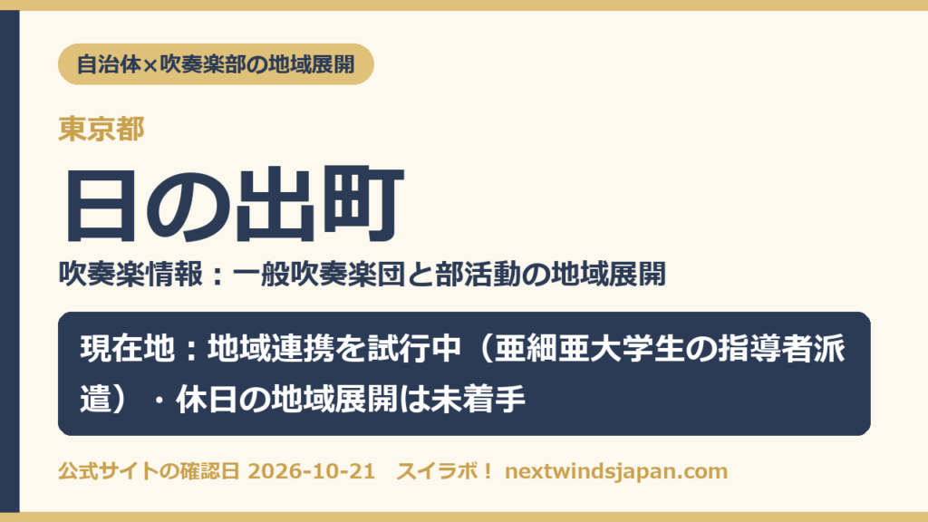東京都日の出町の中学校部活動 地域展開の現在地カード（スイラボ編集部作成）