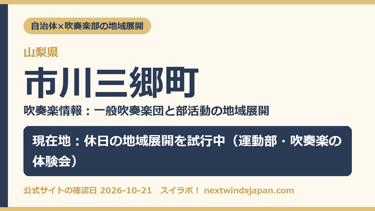 市川三郷町の部活動地域展開の現在地カード