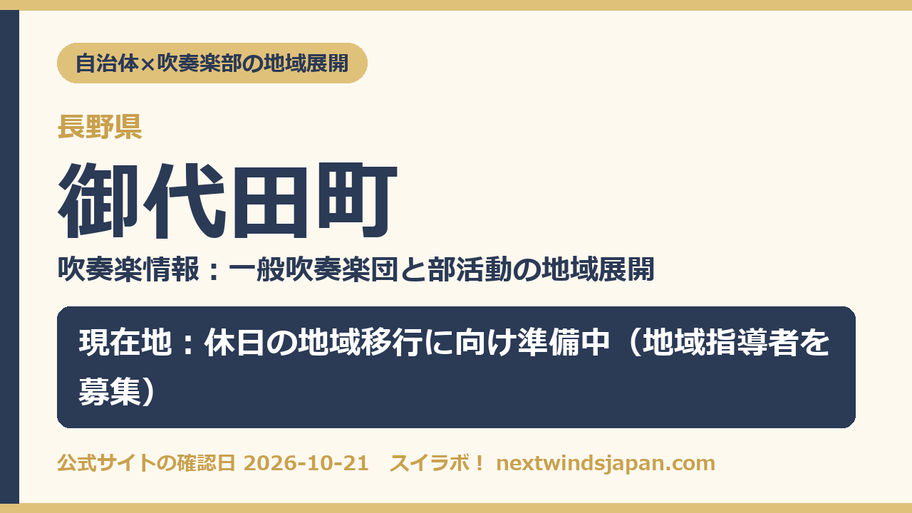 御代田町の部活動地域展開の現在地カード