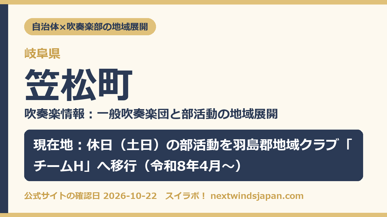 笠松町の部活動地域展開の現在地カード