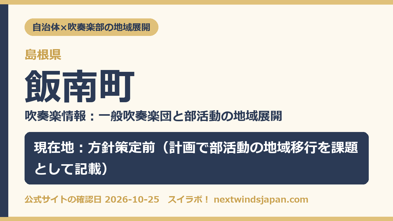飯南町の部活動地域展開の現在地カード