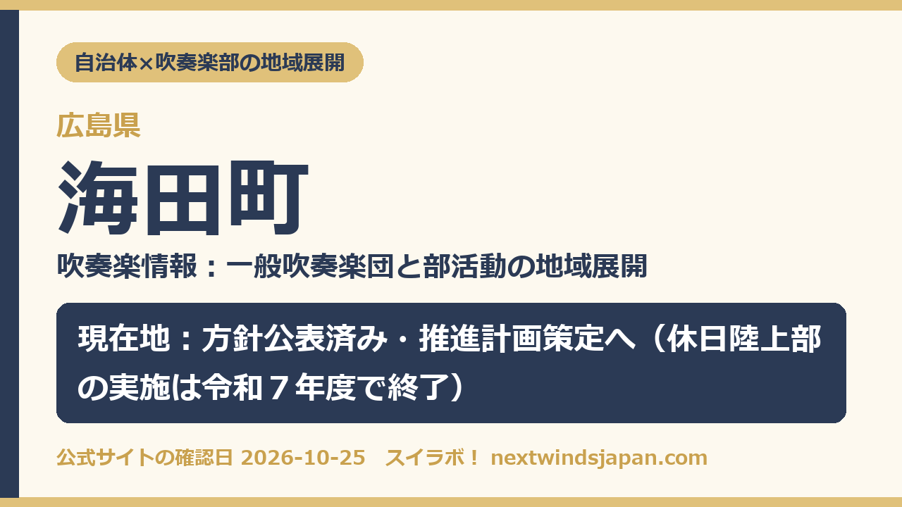海田町の部活動地域展開の現在地カード