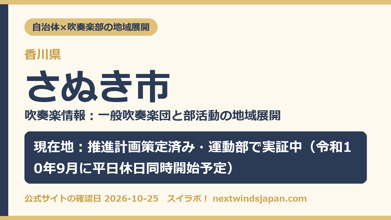 さぬき市の部活動地域展開の現在地カード