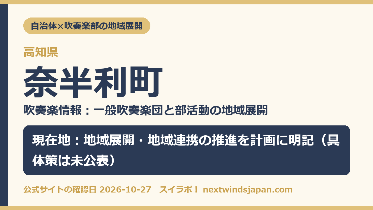 奈半利町の部活動地域展開の現在地カード