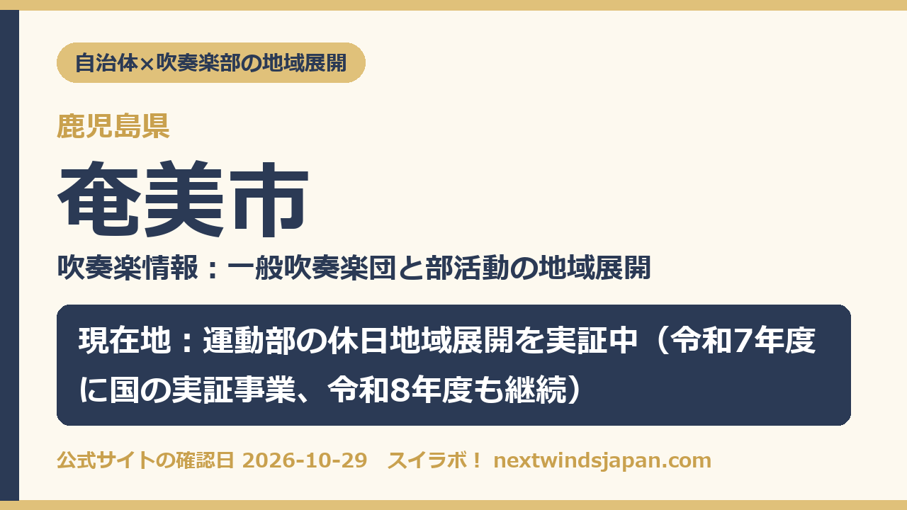 奄美市の部活動地域展開の現在地カード
